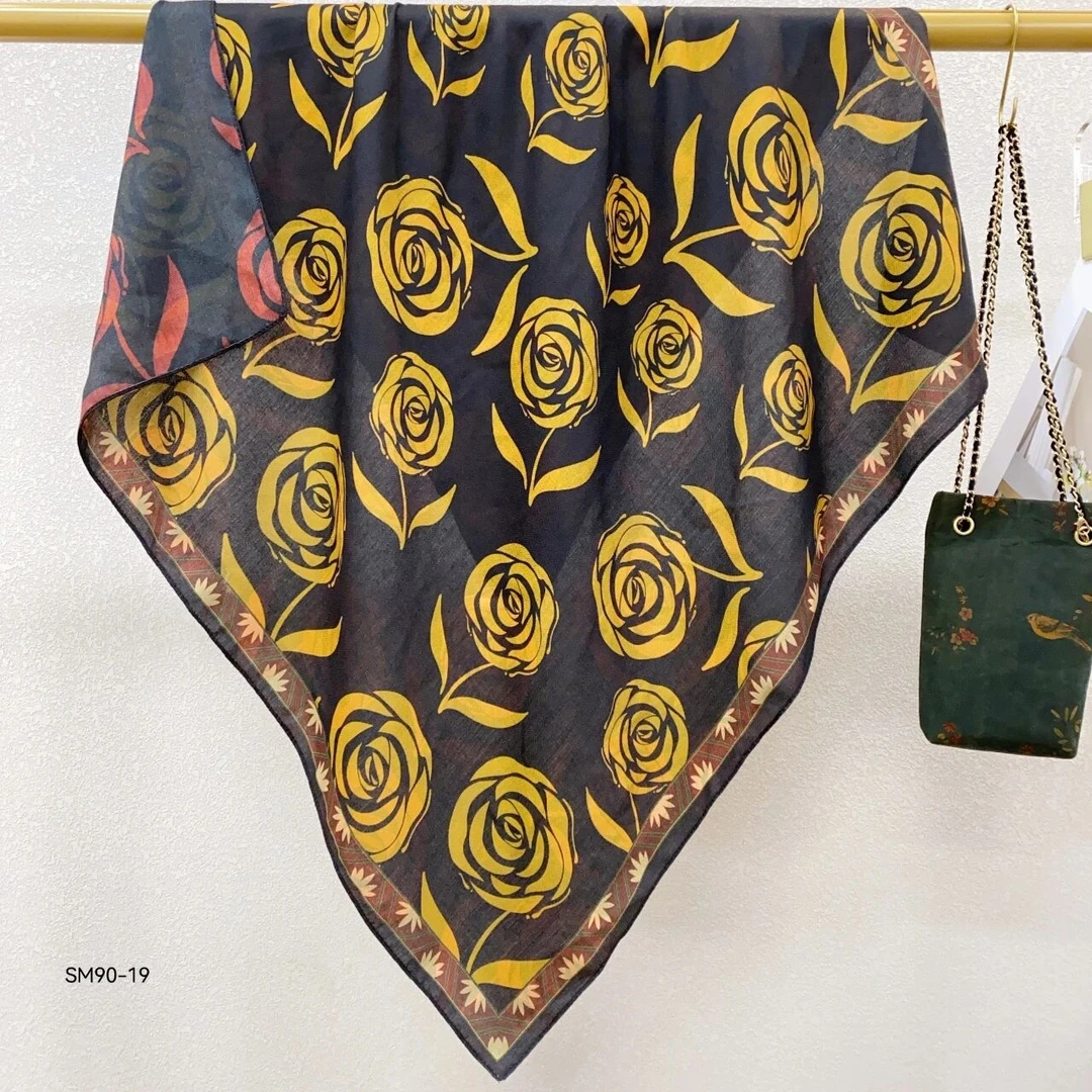 【B132】金牡丹 丝毛方巾 围巾90*90左右
