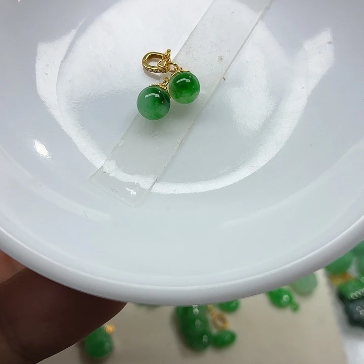 翡翠18K金镶嵌手链天然缅甸翡翠A货卡6