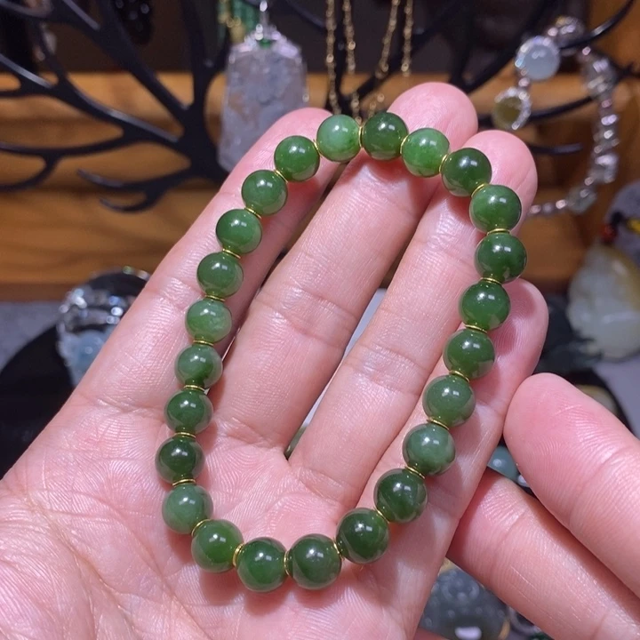 和田玉18K金镶嵌颈饰手串680