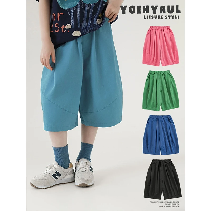 幼悠女童夏装中裤中大童小女孩裤子儿童休闲裤品质潮牌童装CD1413