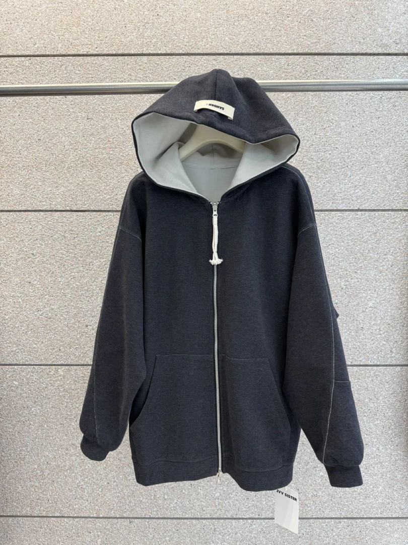 【左绣定制】2025款欧版原创拼接贴标连帽韩式卫衣70206
