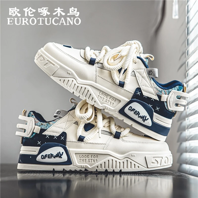 欧伦啄木鸟EUROTUCANO男鞋休闲板鞋子男款时尚耐磨厚底运动潮鞋