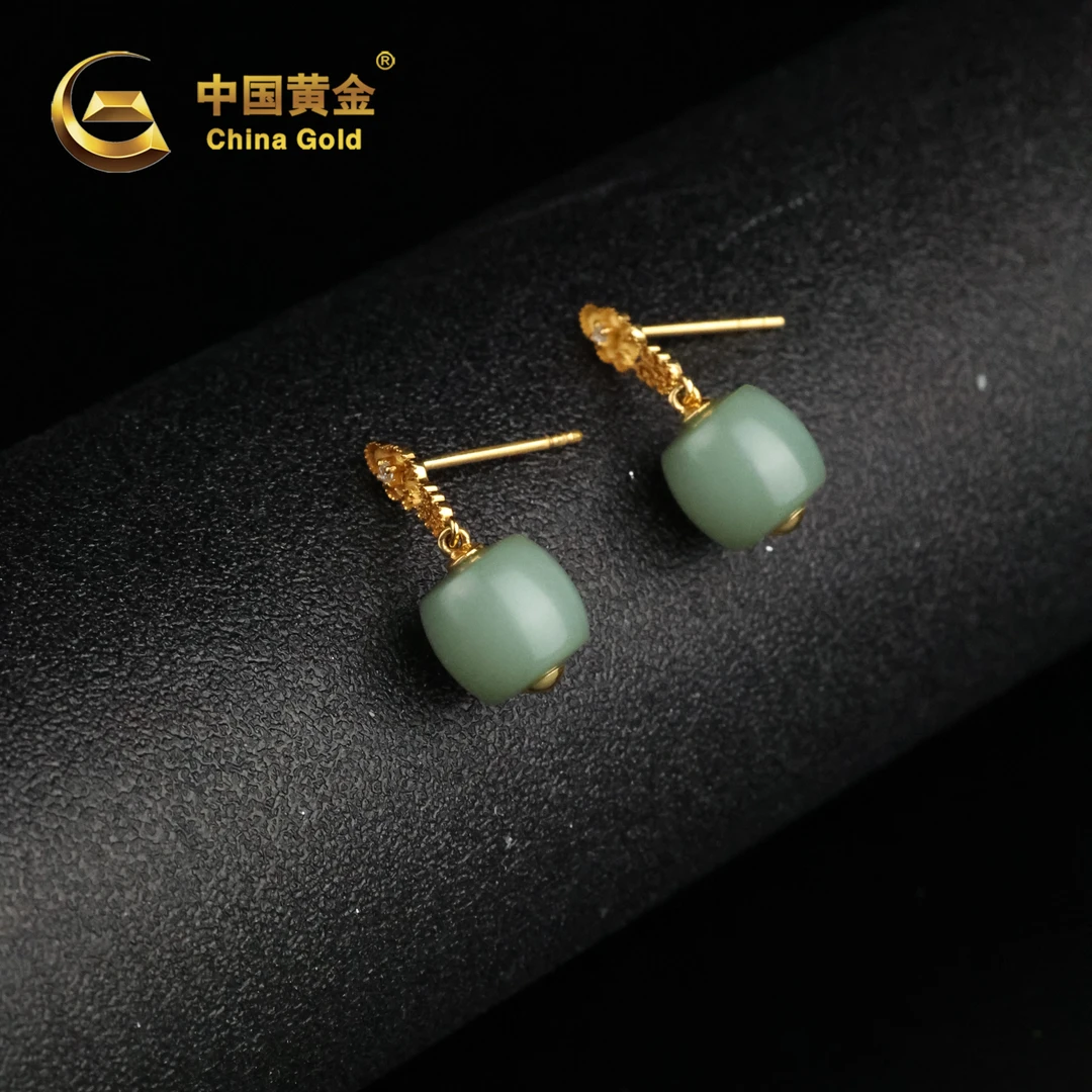 【中国黄金】予栩 | 和田玉*耳饰*18K金镶嵌-R1719-Y