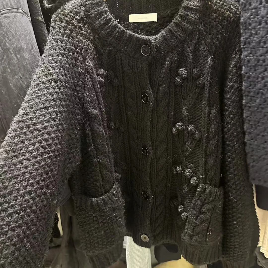 秋原瞳-粗线勾花毛衣羊毛针织钩花气质时尚休闲秋冬女士