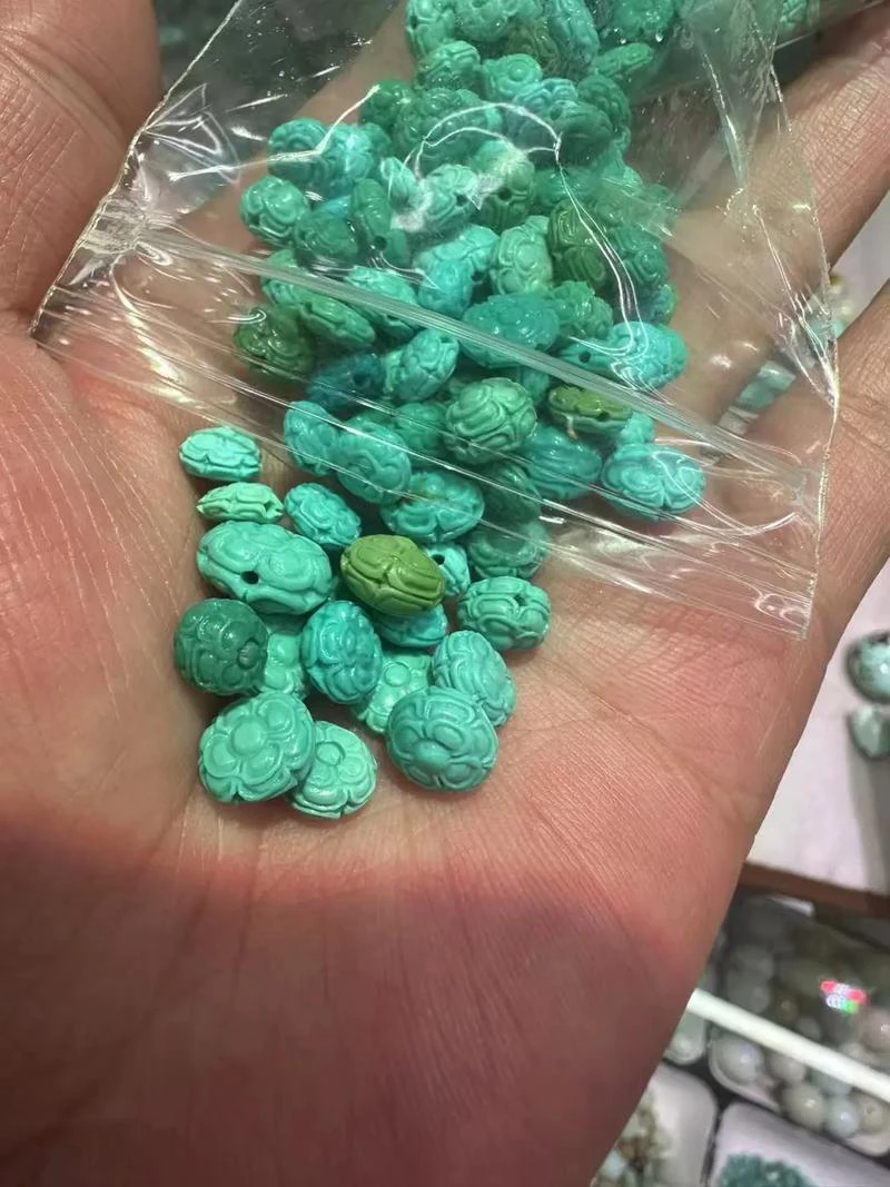 湖北文玩矿松绿珠串奇石直播间选货