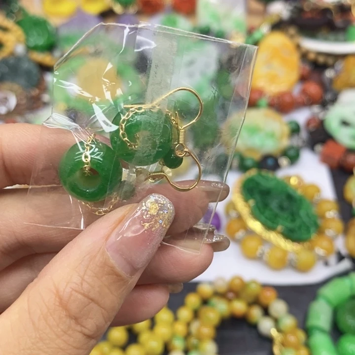 翡翠未镶嵌耳饰盈**月耳坠11