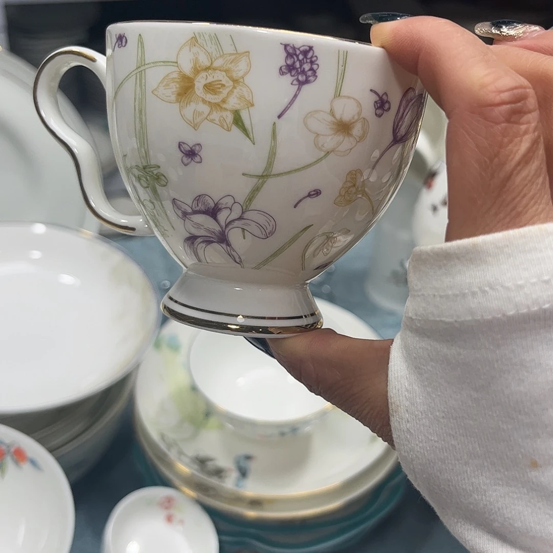 瓷片咖啡杯两个带拖