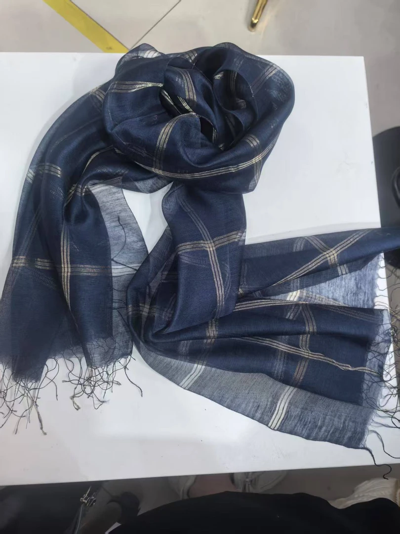 C169  丈青色 桑蚕丝羊毛围巾丝巾披肩通用70*180 V