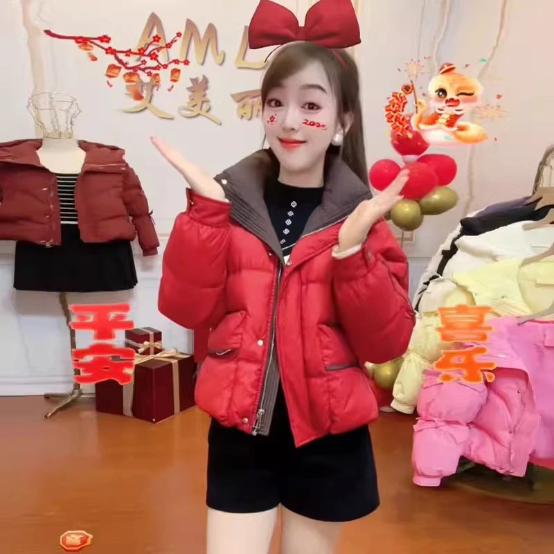 欧货洋气小棉袄女新款2025爆款时尚立领外套显瘦短款保暖百搭棉服