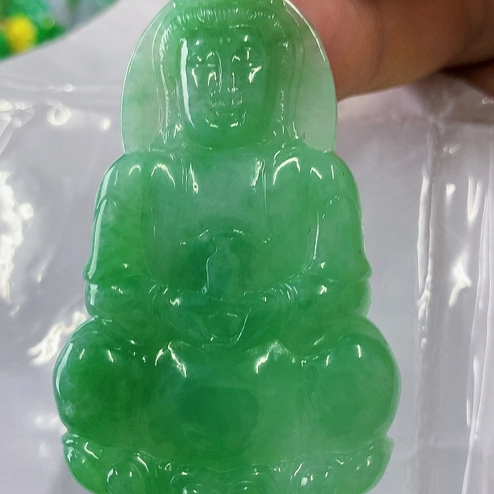 翡翠18K金镶嵌吊坠(不含链)挂件