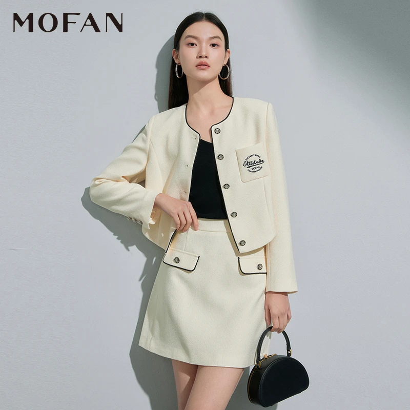 【雅然严选】MOFAN摩凡春新款米色短外套MBW373416