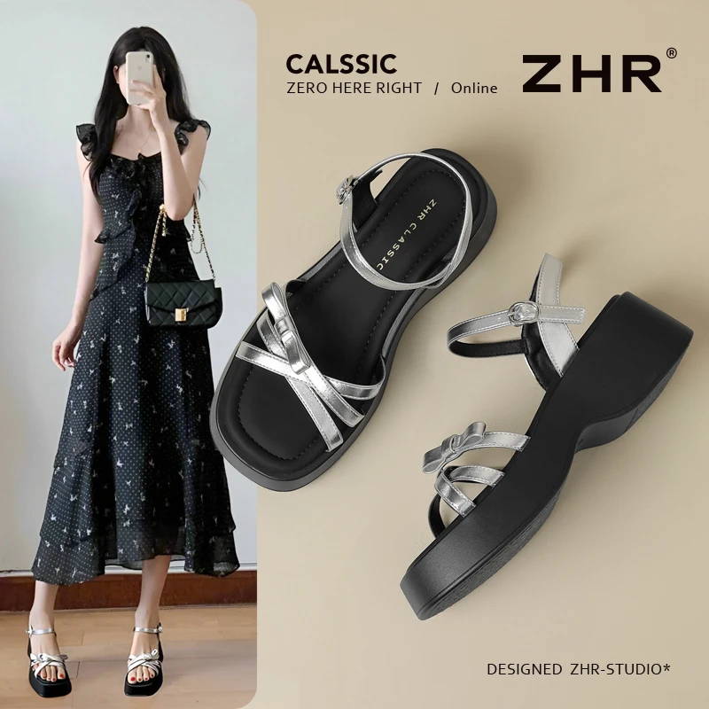 ZHR/则则厚底凉鞋女2025夏季新款外穿增高沙滩鞋软底配裙子休闲鞋