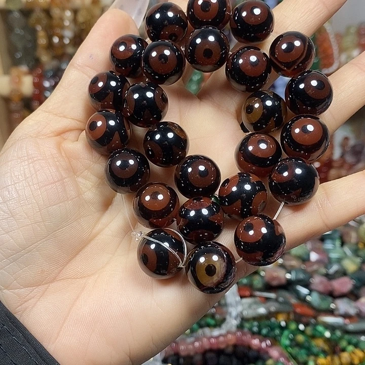 玛瑙/玉髓未镶嵌珠宝半成品玛瑙天珠卡14mm