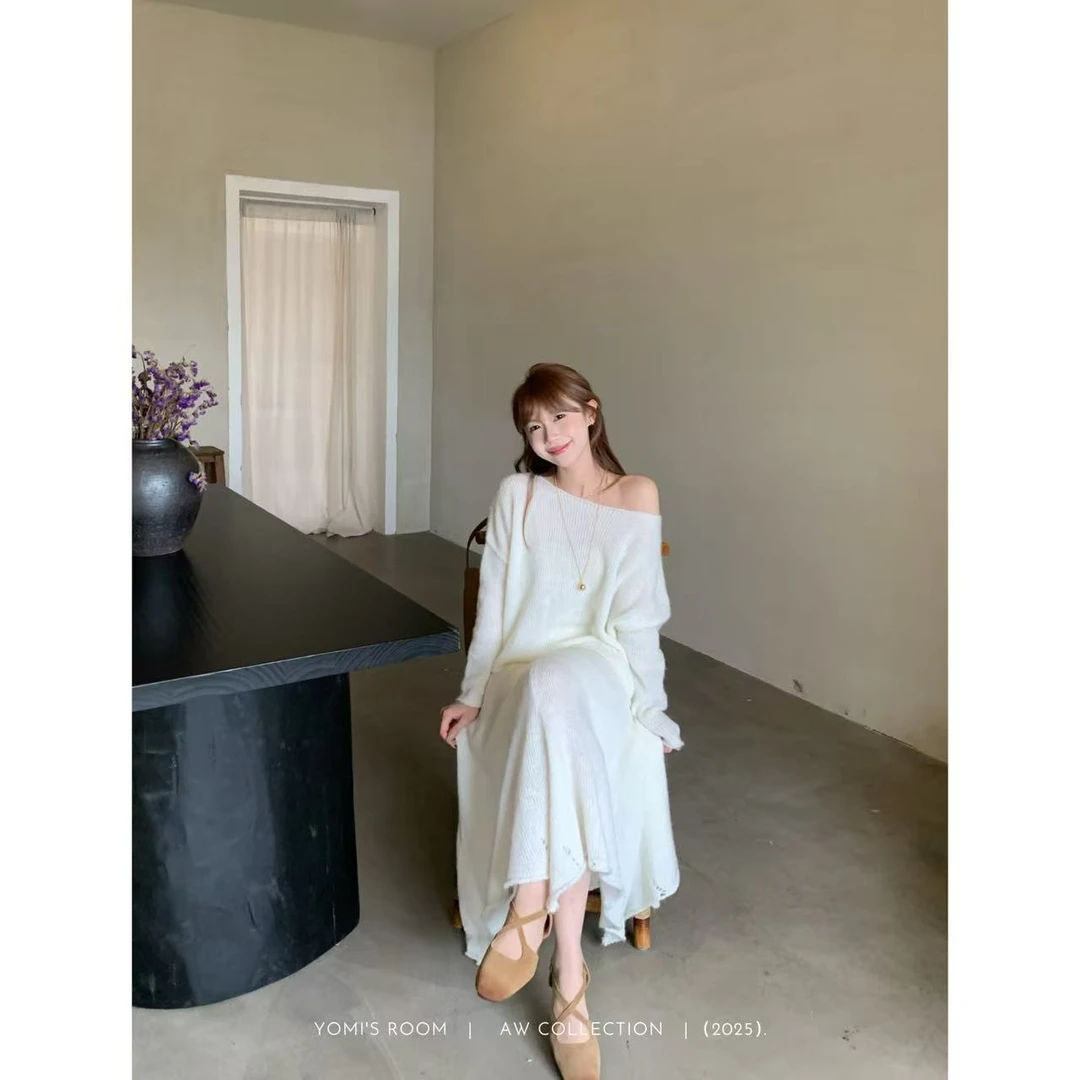 YOMI小个子【凯莉日记】绵羊毛上衣+半裙套装气质休闲秋季显白显瘦