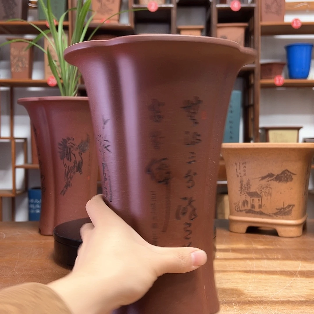 馒***9花盆紫砂微瑕周之夏精品紫砂花盆