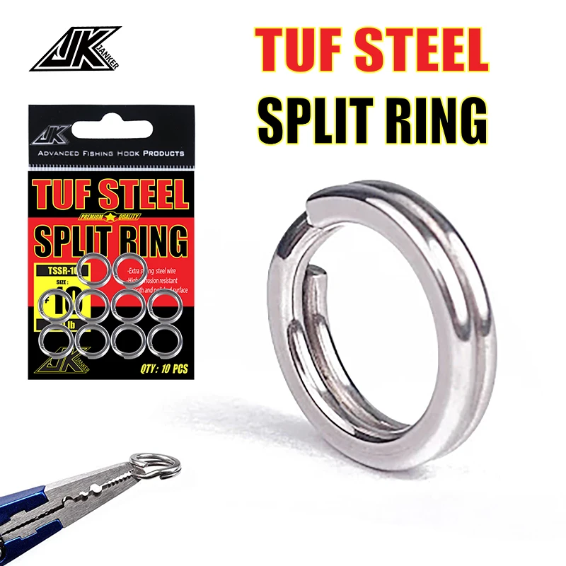 JANKER渔具配件不锈钢双圈路亚压扁高强度钓鱼连接环圈连接器