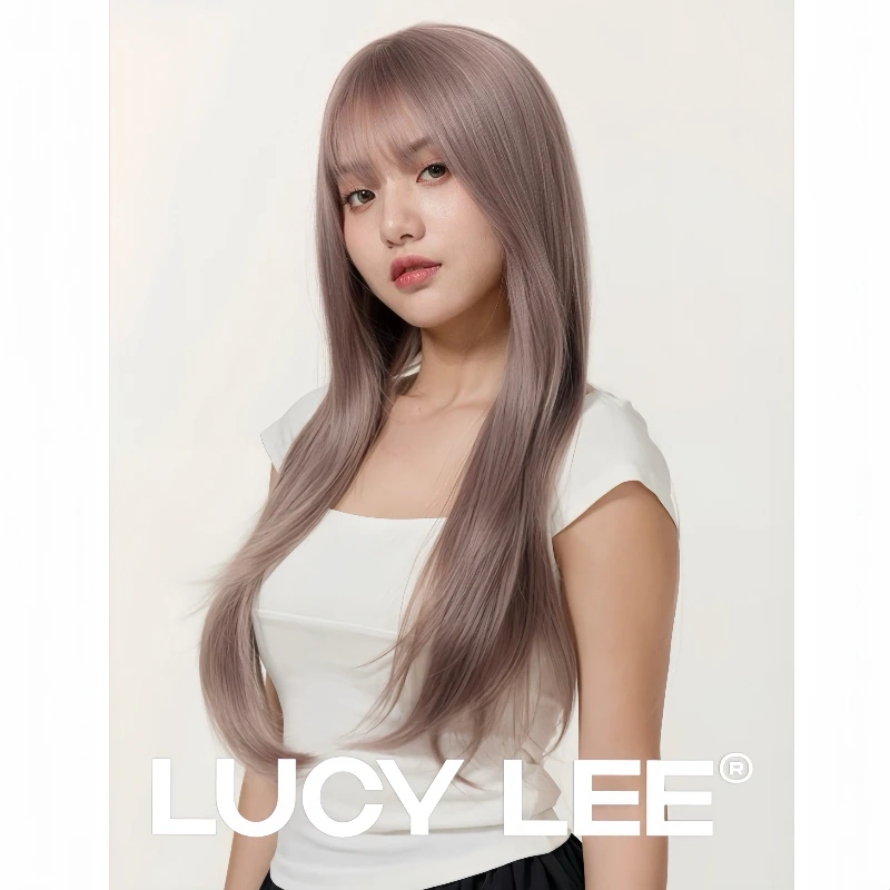 LUCYLEE【免修剪免发网假发-薄藤紫灰】精修微醺紫刘海粉色假发