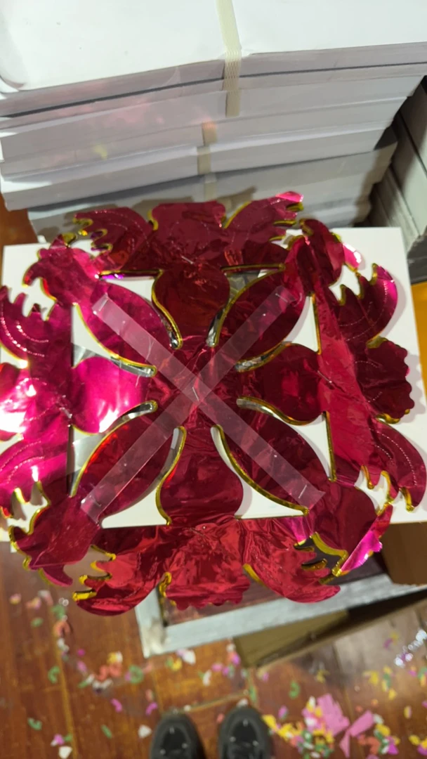 【10个装】25公分亮晶晶拉花灯笼挂青发光花灯金光膜手提灯笼塑料