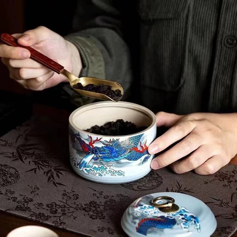龙凤茶叶罐一对zhz017