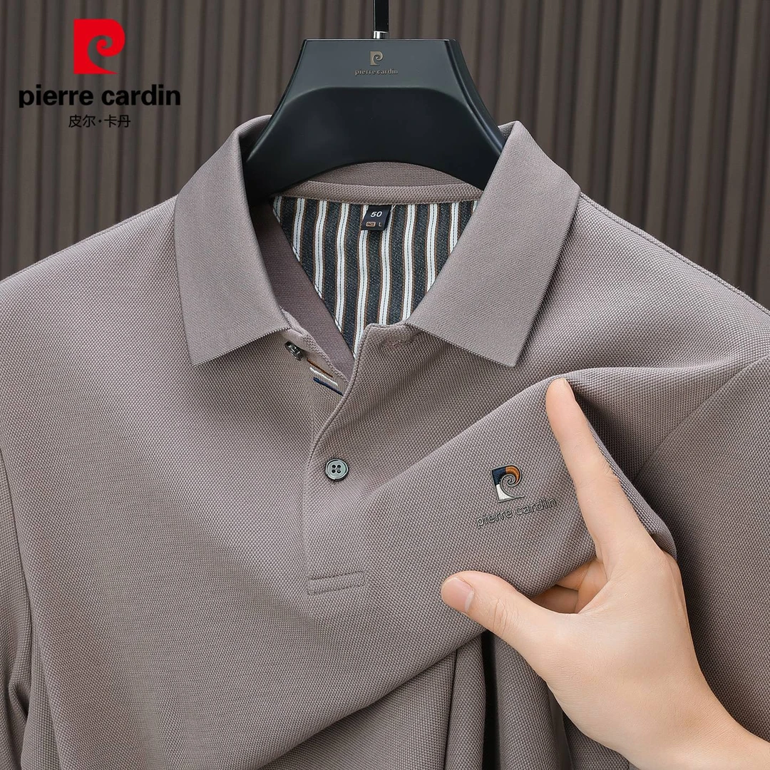 皮尔卡丹高端男士长袖Polo衫2025秋季新款宽松休闲打底上衣男装