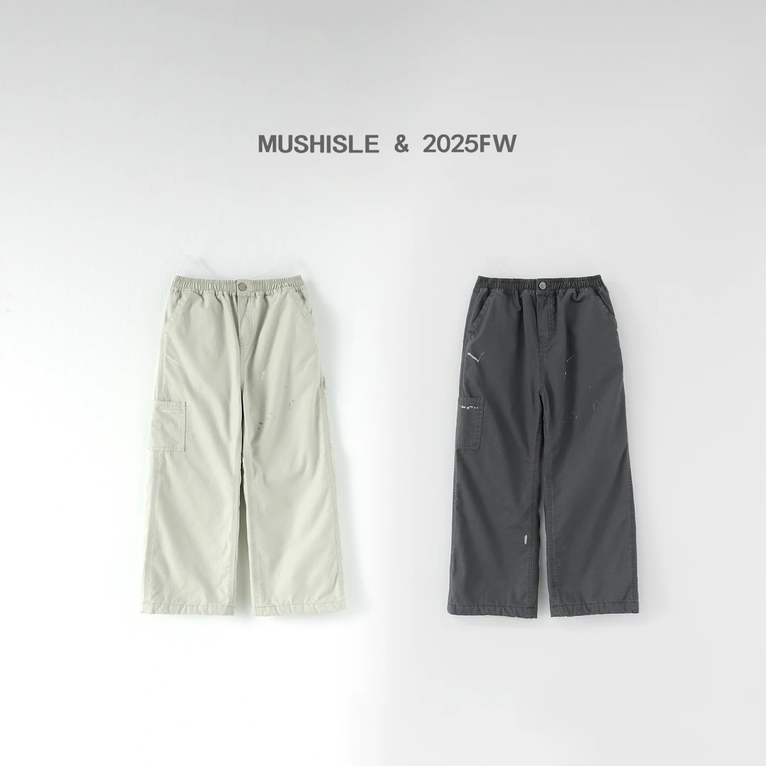 【MUSHISLE】阿又冬季童装儿童男童中大童泼墨加绒工装棉布裤85026D