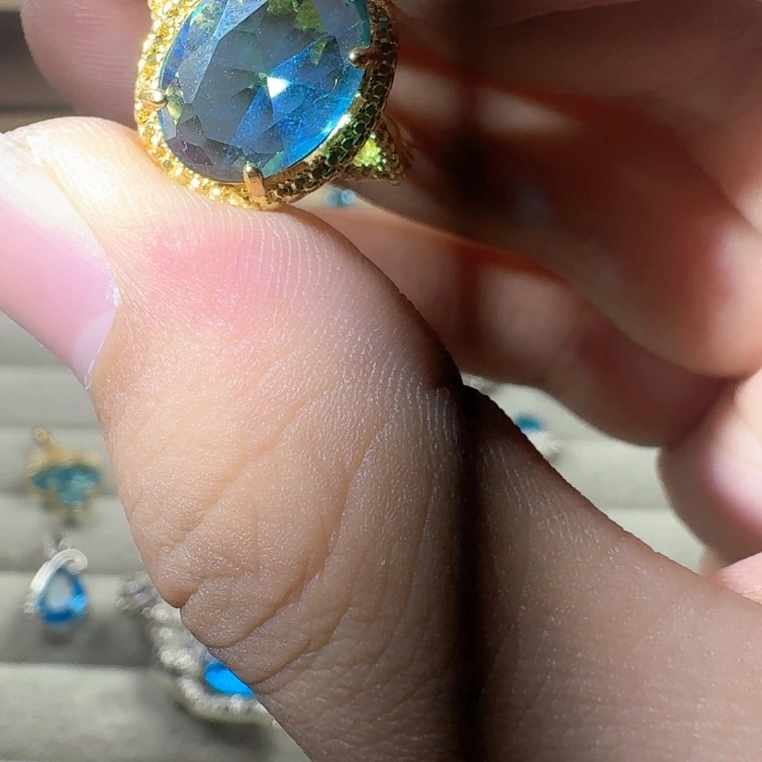 芙蓉石戒指银S925镶嵌