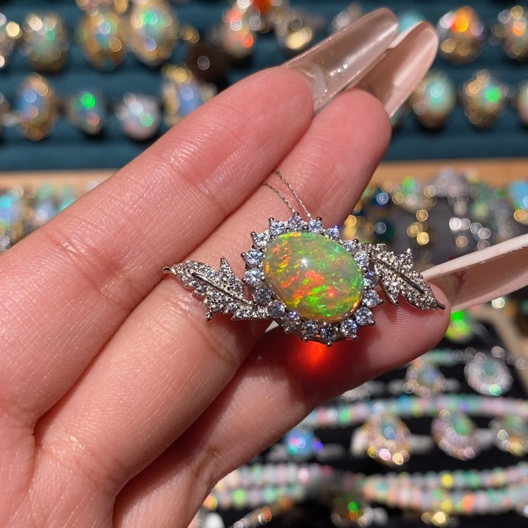 欧泊银S925镶嵌吊坠