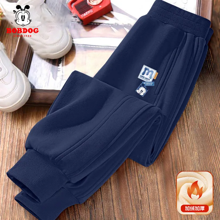 巴布豆卡乐男童加绒裤子秋冬款休闲裤男孩冬季加厚卫裤儿童运动裤