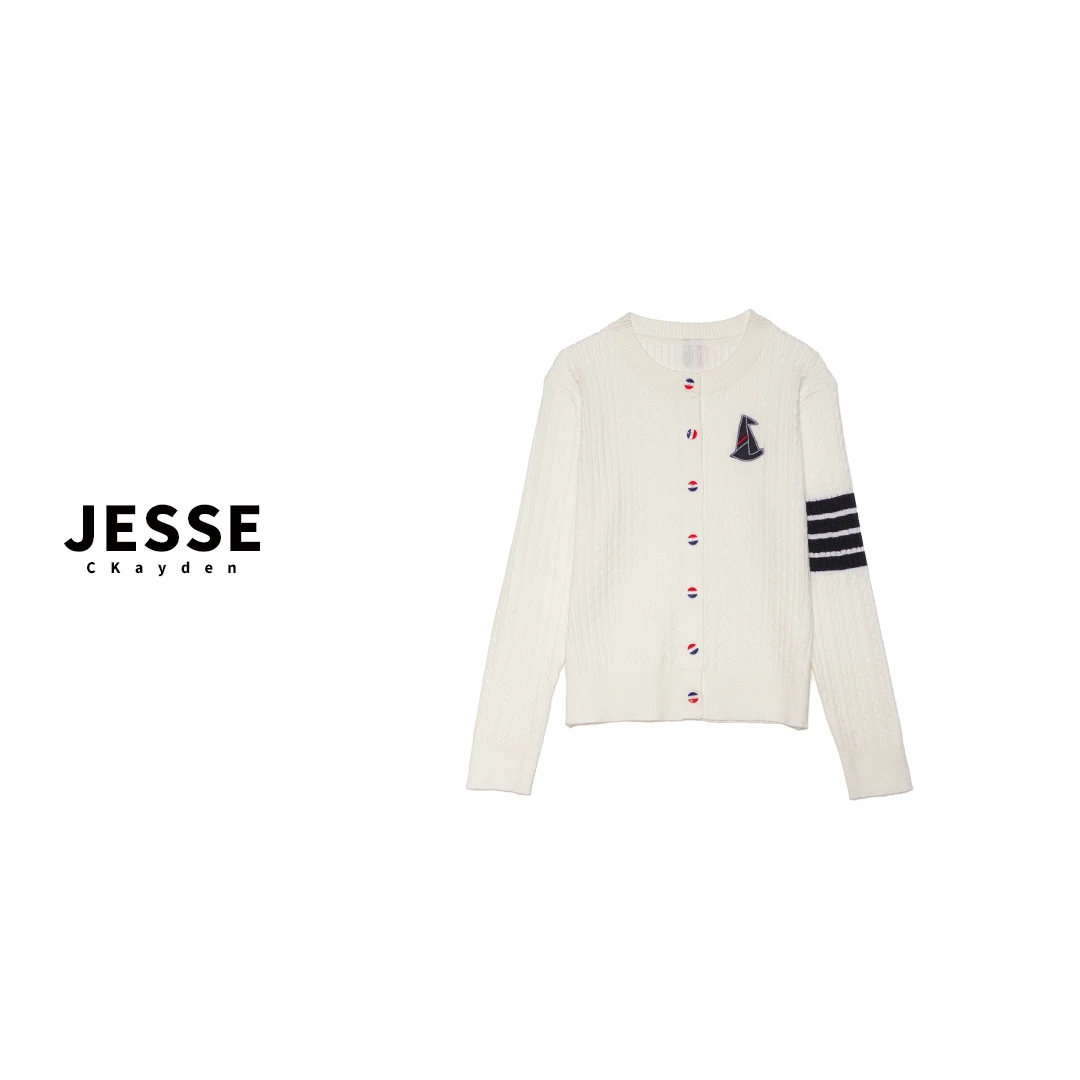 圆领糯米衣上衣针织女装刺绣毛针织衫秋冬季开衫SS0299