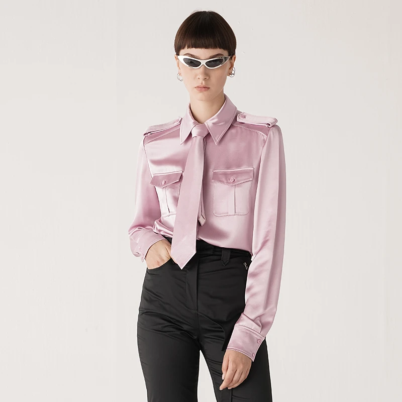 【Carrie专属 】ANNAKIKI 缎面醋酸工装衬衫 3A10308138X