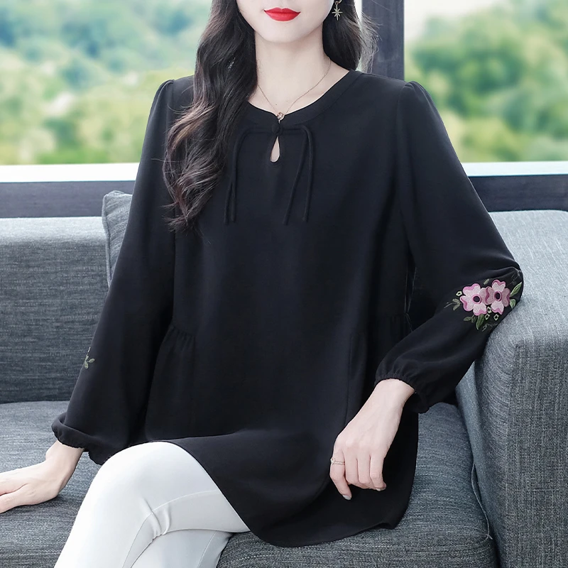 大码女装百搭气质显瘦遮肚时尚优雅新中式上衣230695