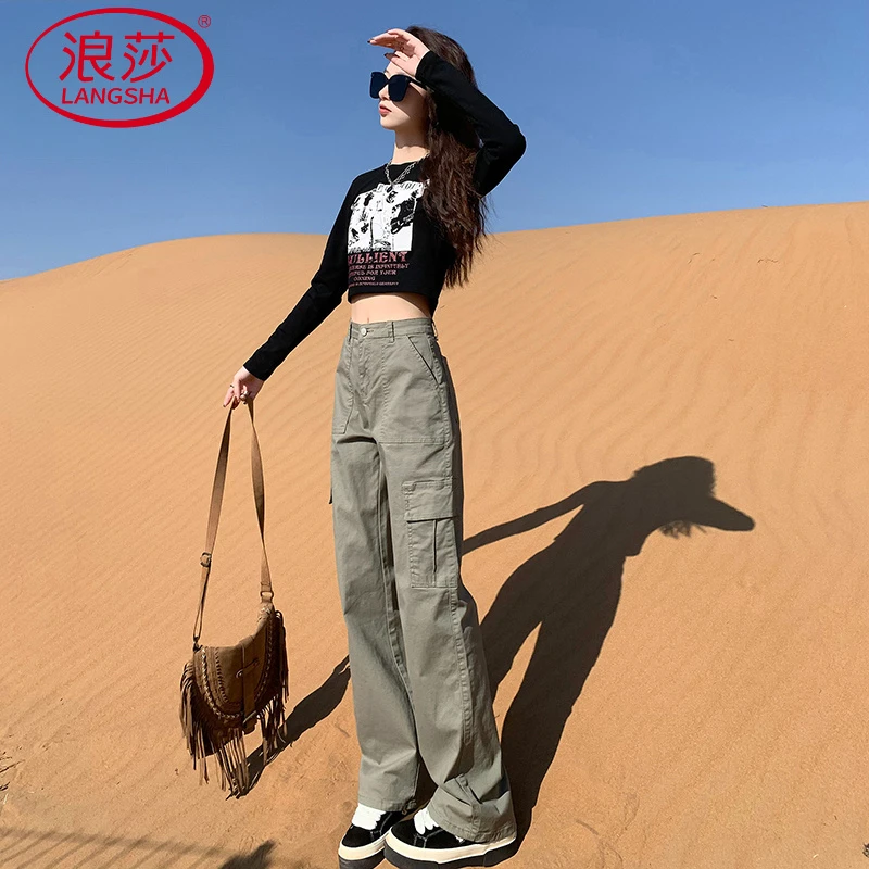 2025窄版阔腿牛仔裤宽松新款工装裤显瘦复古夏天爆款高品质直筒女