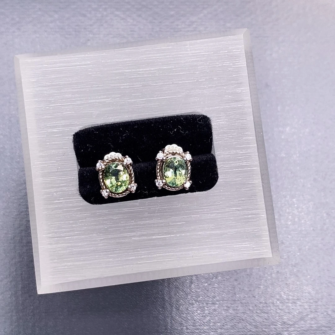 耳饰蓝宝石银S925镶嵌