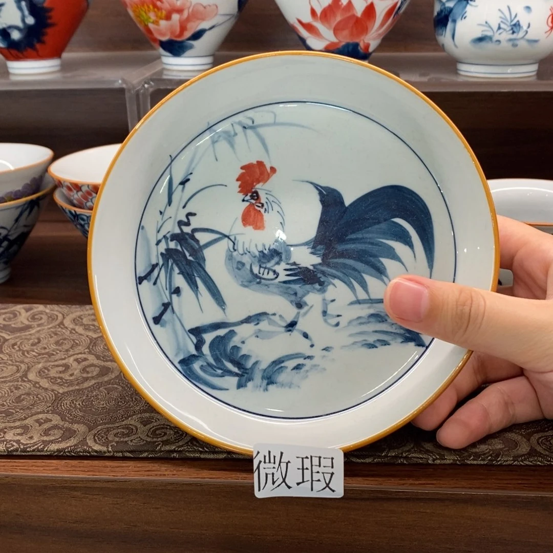 微瑕釉下彩纯手绘手工绘制