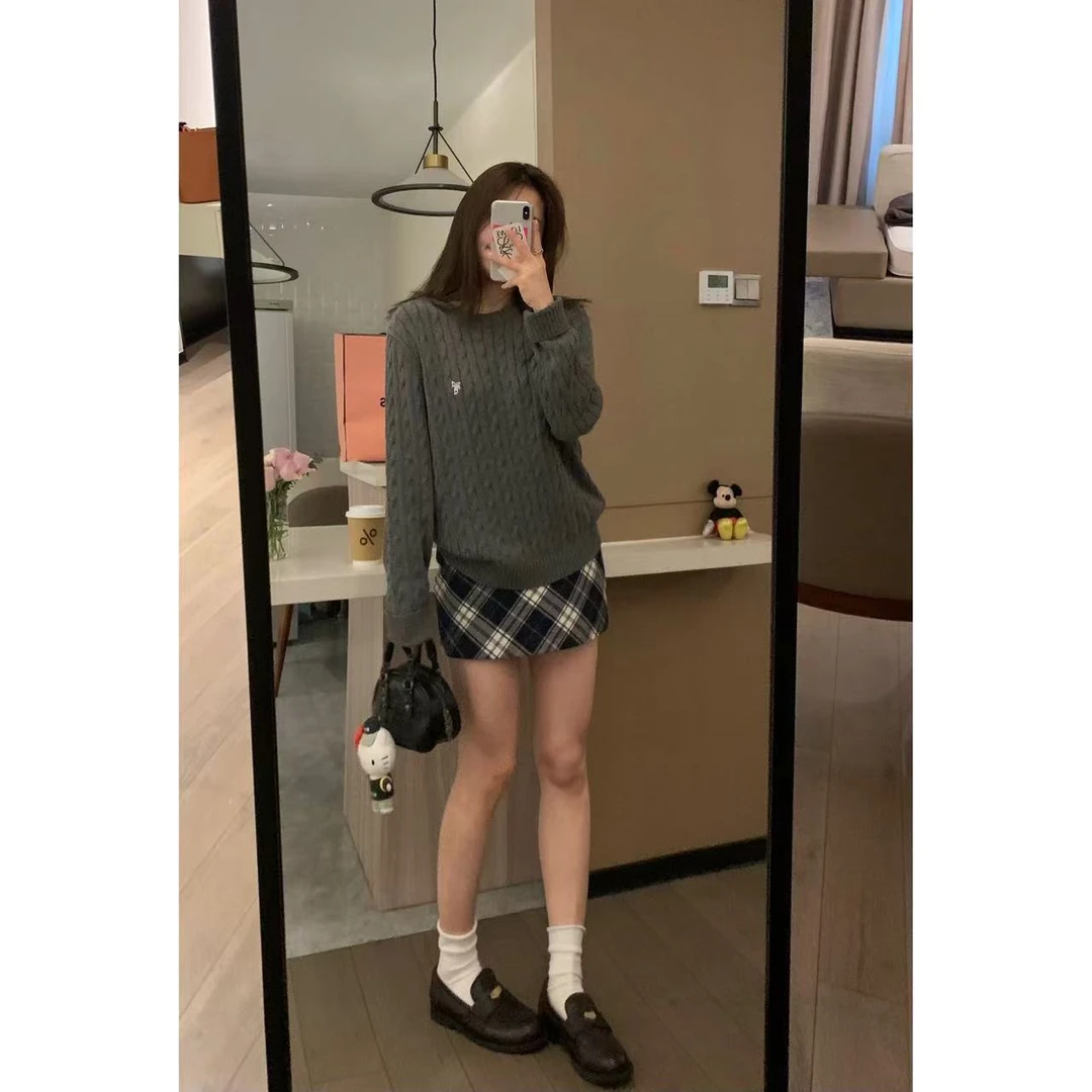 徐秋阳  学院系格纹半裙  秋季新款百搭时尚休闲显瘦短裙9979