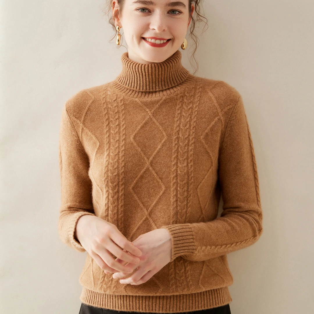 2025秋冬新款半高领山羊绒加厚羊绒针织衫简约百搭宽松保暖打底衫