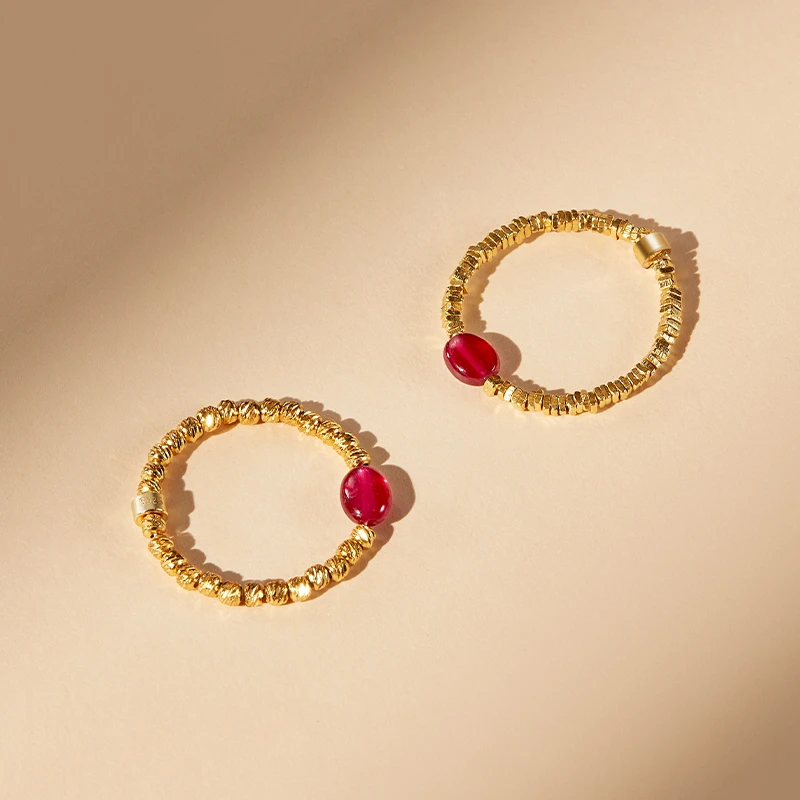 ECI【琉星】红宝石戒指s925银 批花珠红宝石戒圈