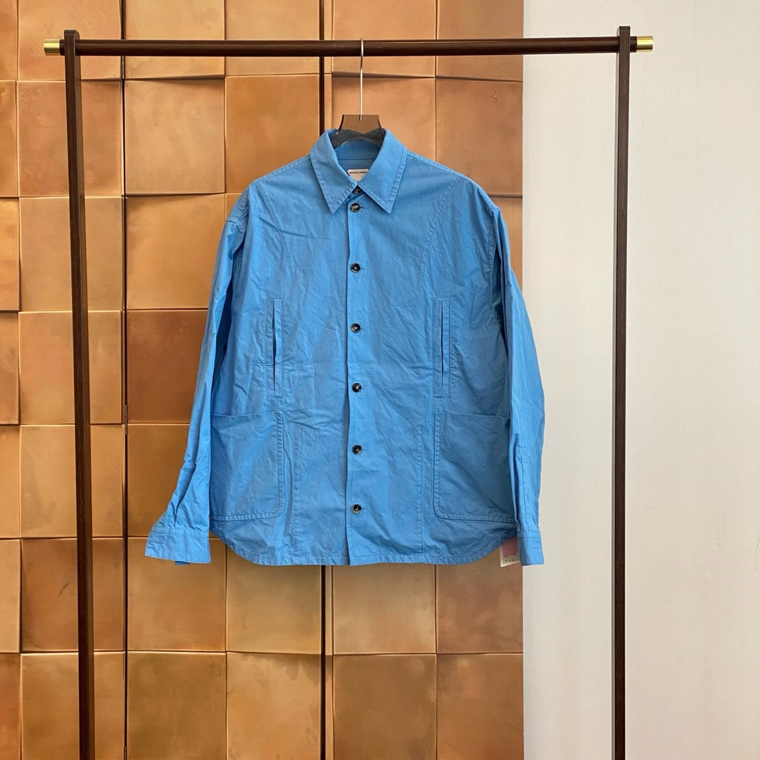 99新 BOTTEGA VENETA/葆蝶家 FW22水洗蓝衬衫外套/54码/31937