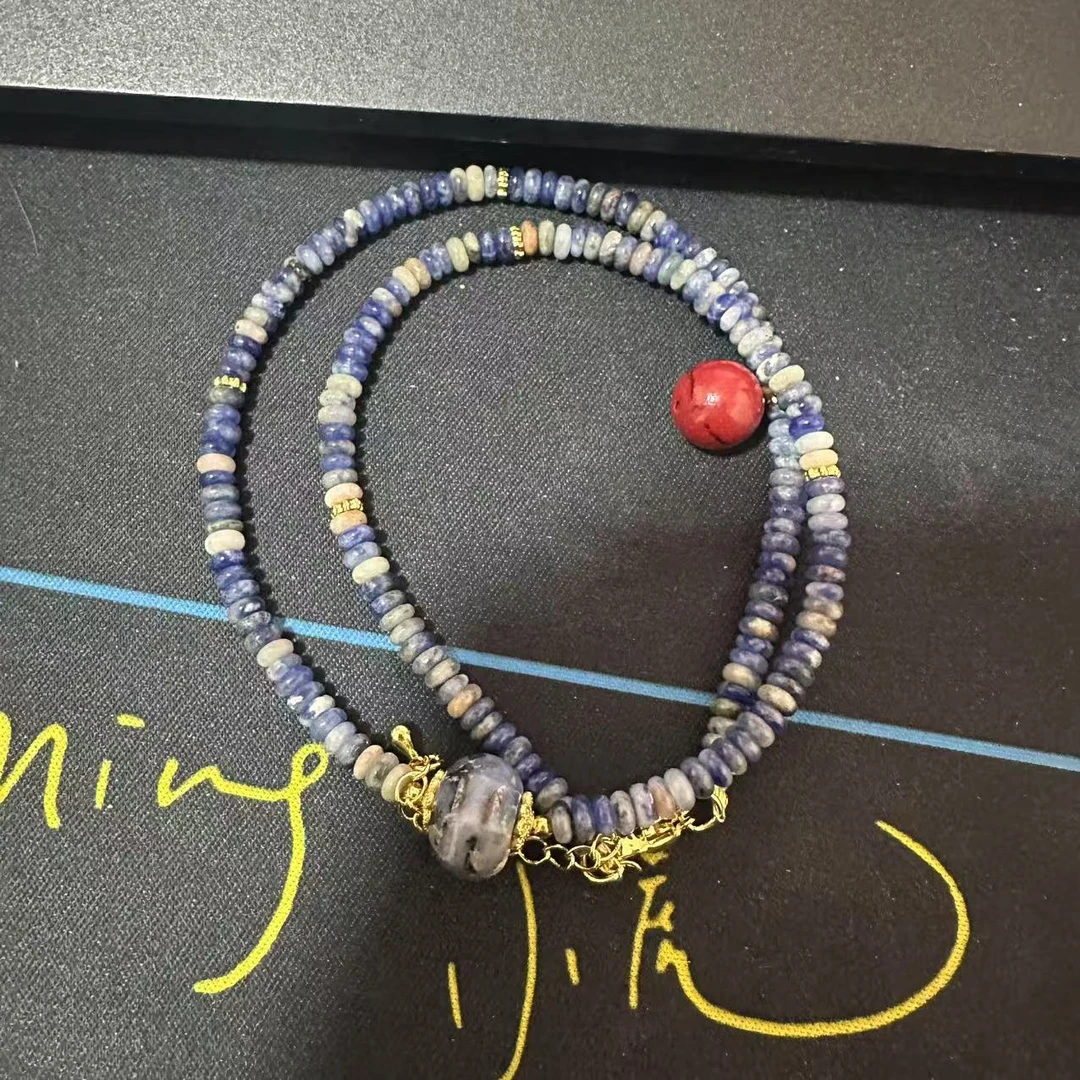含辰砂工艺品【繁花珠宝甄选】蓝舒盘珠项链HX90020