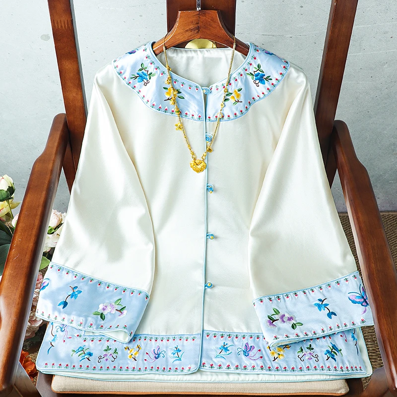 新款醋酸刺绣外套