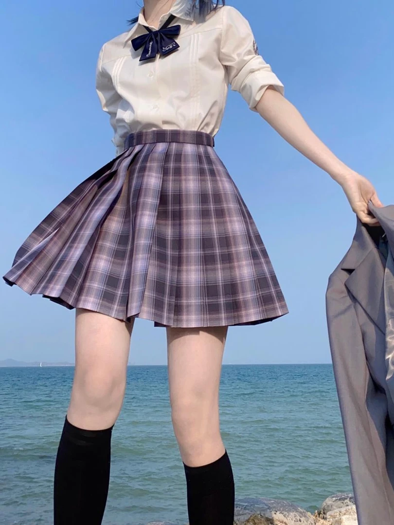 原创jk格裙现货掉落百褶裙春夏学院风高腰学生短裙显瘦A字半身裙