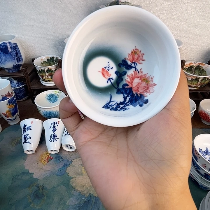 忠意堂釉下彩红牡丹微瑕不退