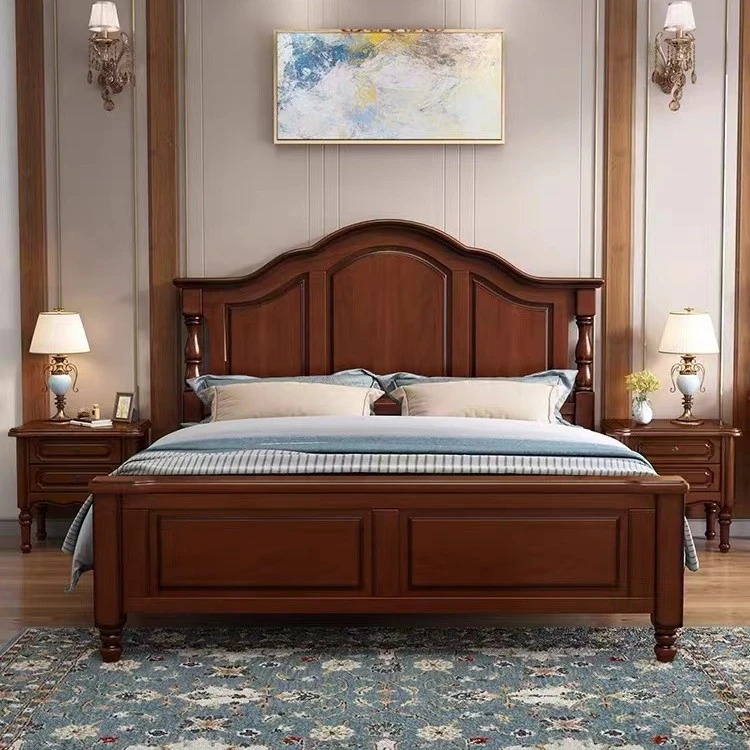 【新号开播福利】简约桃花芯木实木美式家用高箱床床架子1.8米x2米