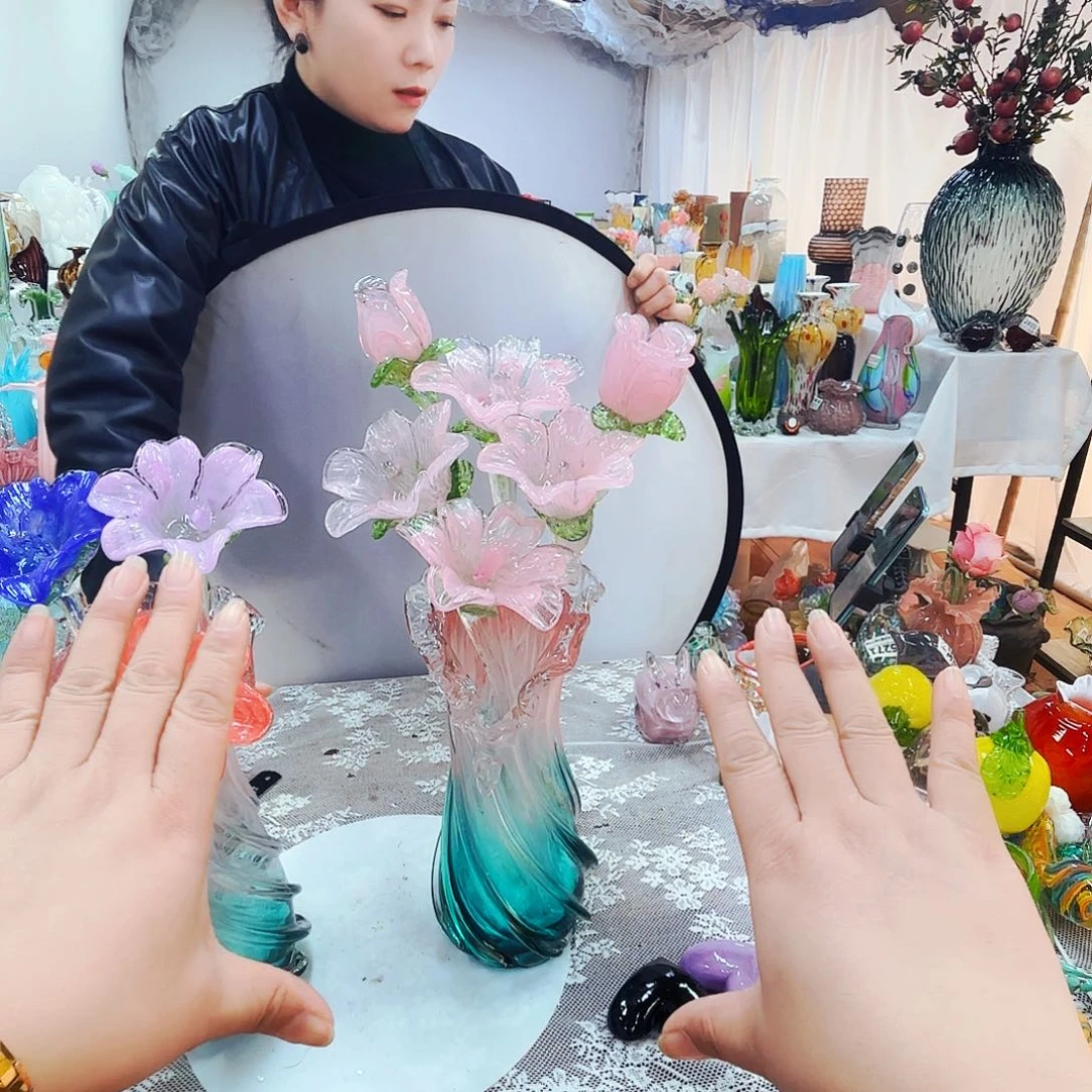 @***3福利不退不换琉璃花器艺术品