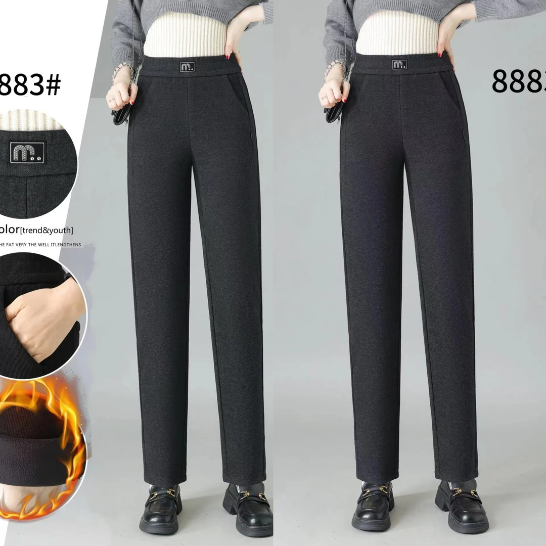 8883韩版冬季新款中年加绒加厚保暖休闲裤2025款羊绒裤