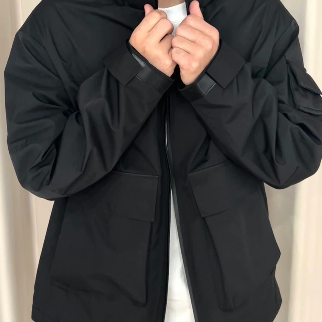 【XZ专享1635】户外男士鹅绒冲锋外套连帽宽松保暖时尚加厚休闲百搭