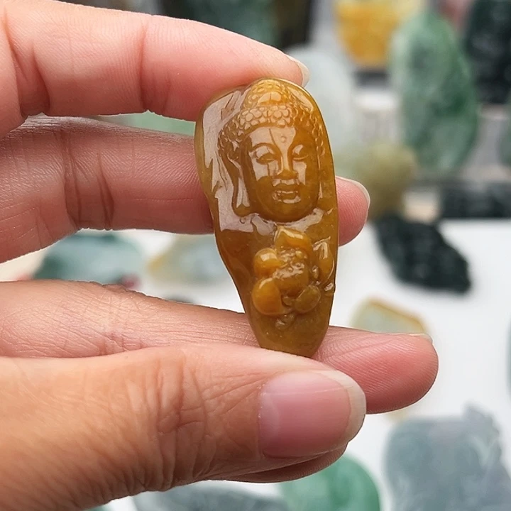 翡翠未镶嵌颈饰花开见佛
