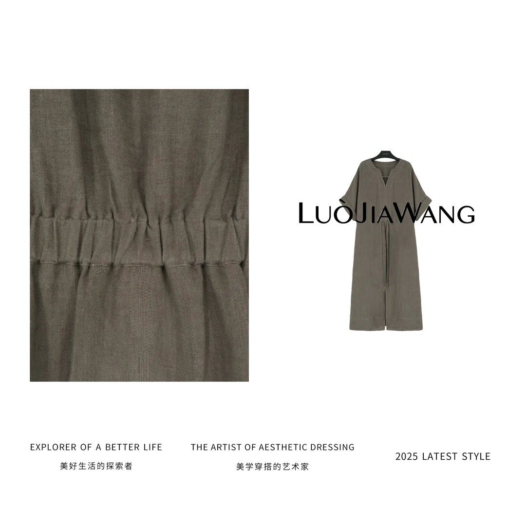 100%汉麻舒适透气显瘦时髦艺术百搭连衣裙LUOJIAWANG【山间有风】