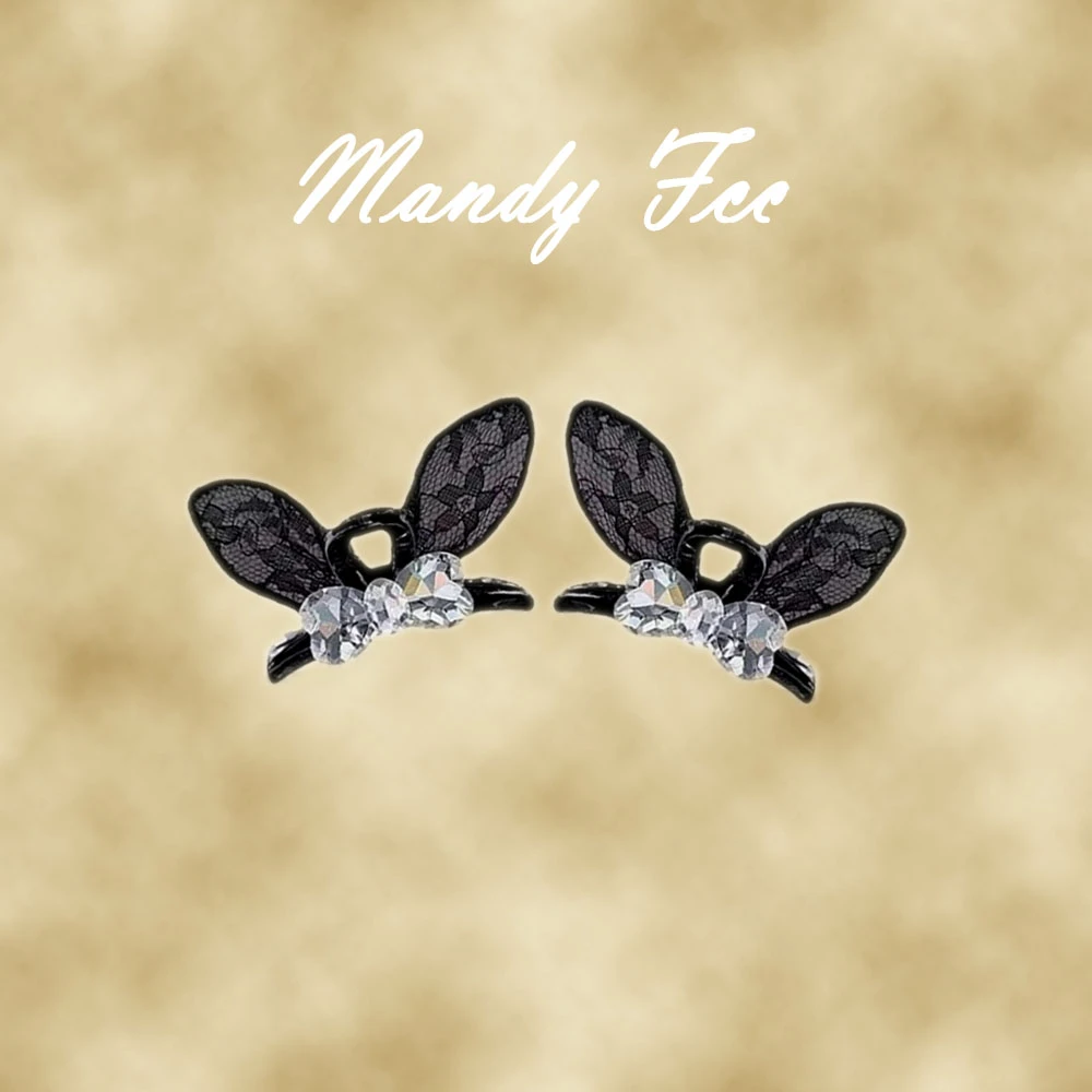 【蕾丝耳朵】黑色精灵2025年新款刘海夹侧边夹边夹抓夹蝴蝶结韩系