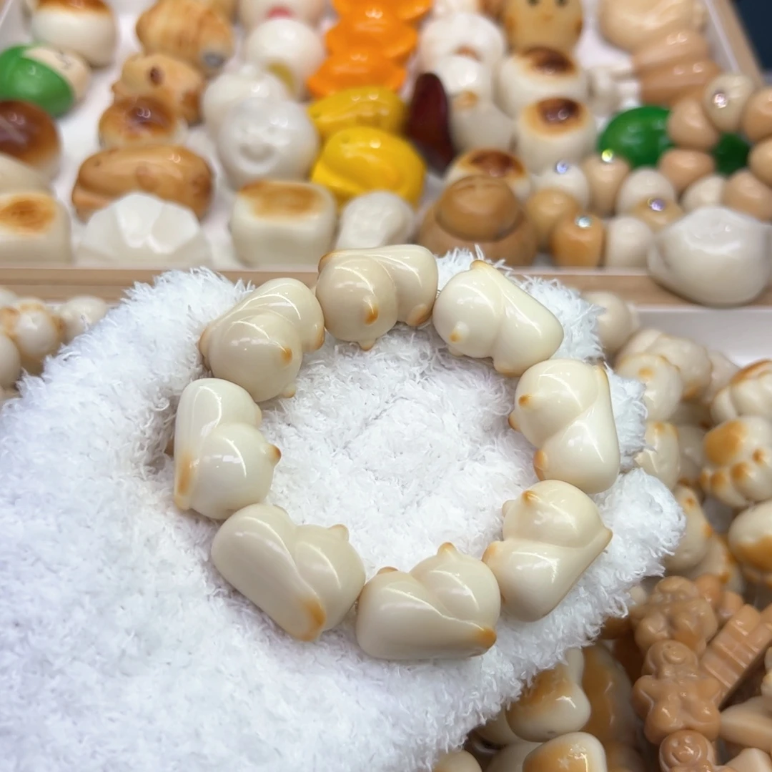 手串菩提根/象牙果75 象牙果原果炭烧趴趴猫微瑕